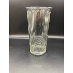 Tall Clear Ribbed Vase with Evergreen Christmas Tree Design 9.5"